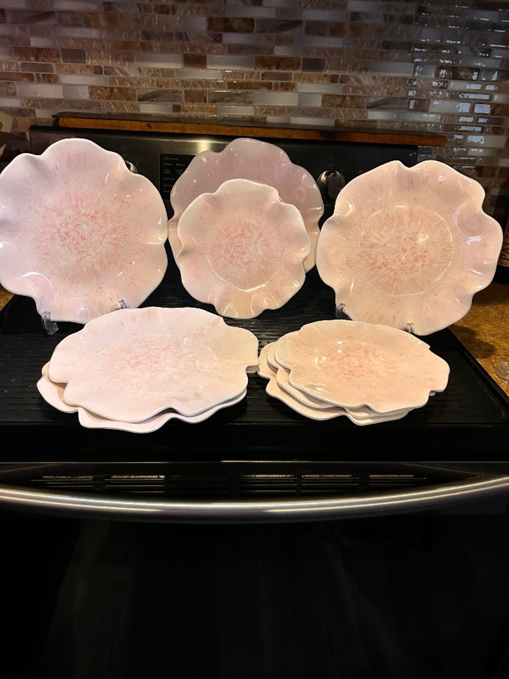Flower dish set service for 4 + NWT  beautiful set melamine